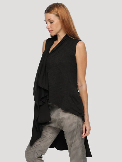 VIRGO Draped Tunic In Black