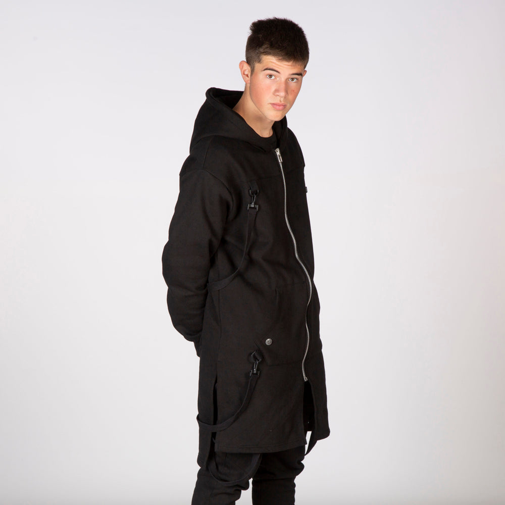 NR Hoodie Long Jacket In Black