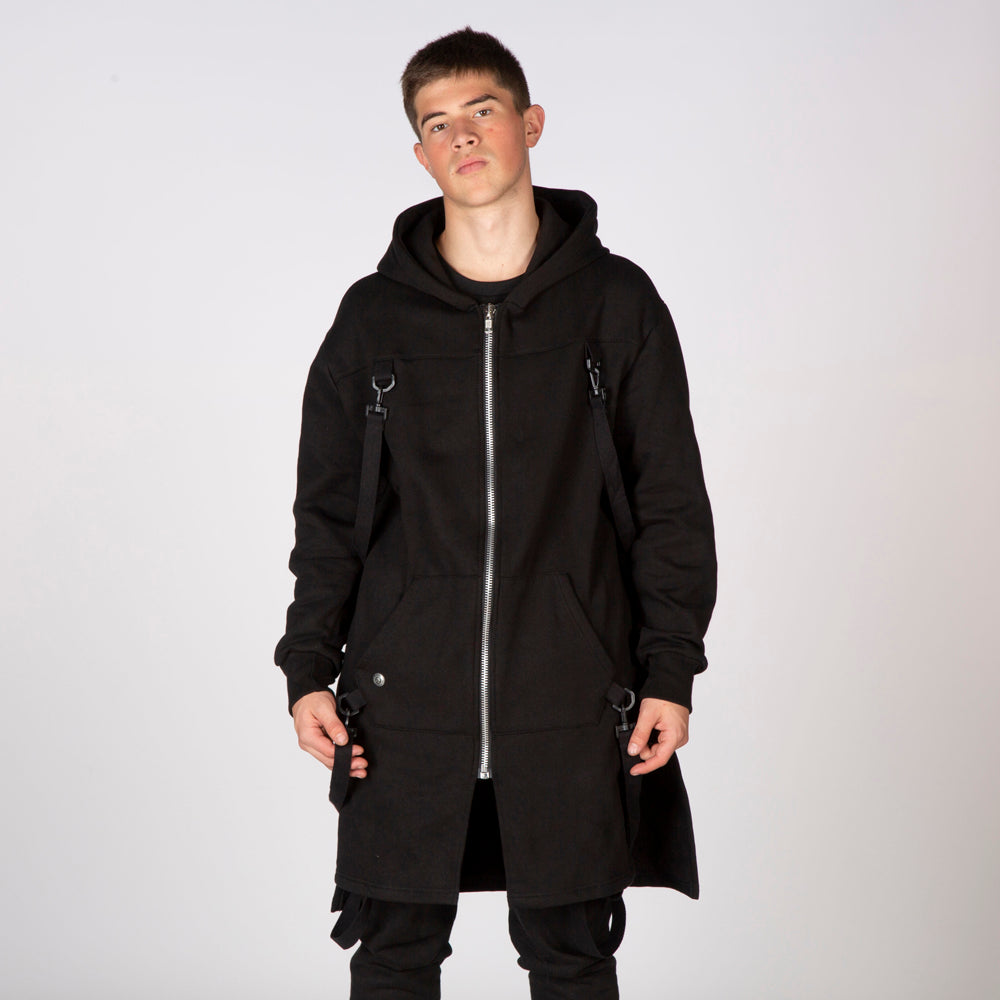 NR Hoodie Long Jacket In Black