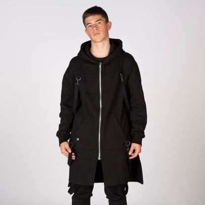 NR Hoodie Long Jacket In Black