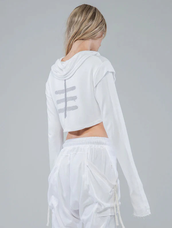 XB RMX Crop Sweater Crop Top In Off-White