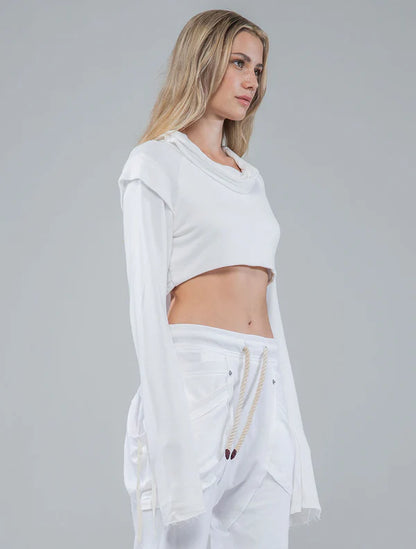 XB RMX Crop Sweater Crop Top In Off-White
