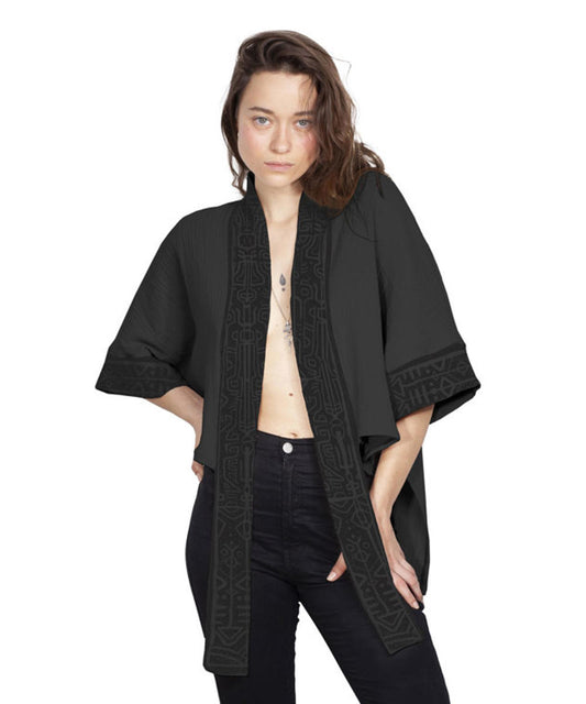 ZORI Short Kimono In Black