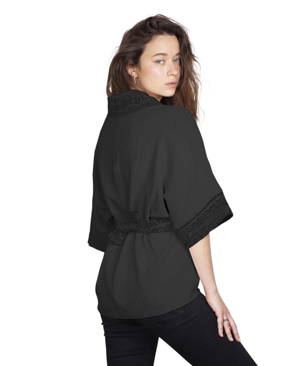 ZORI Short Kimono In Black