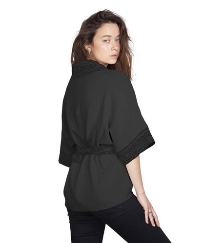 ZORI Short Kimono In Black