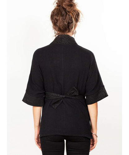 ZORI Short Kimono In Black