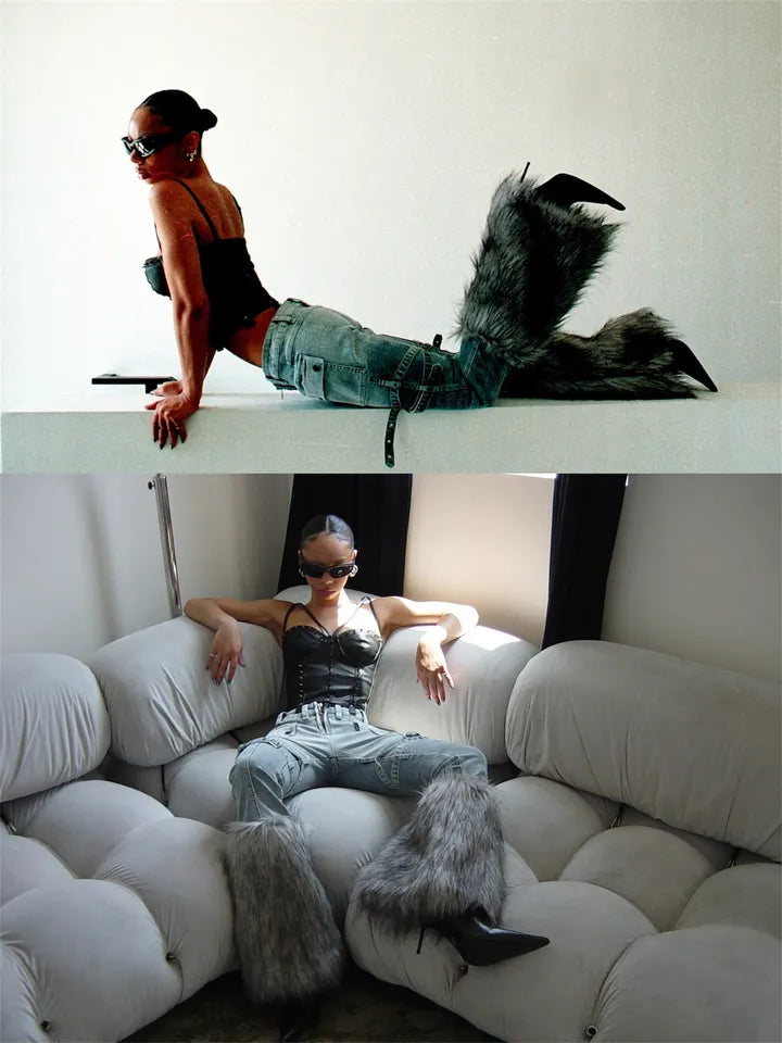 FLAIR FAUX FUR DENIM JEANS