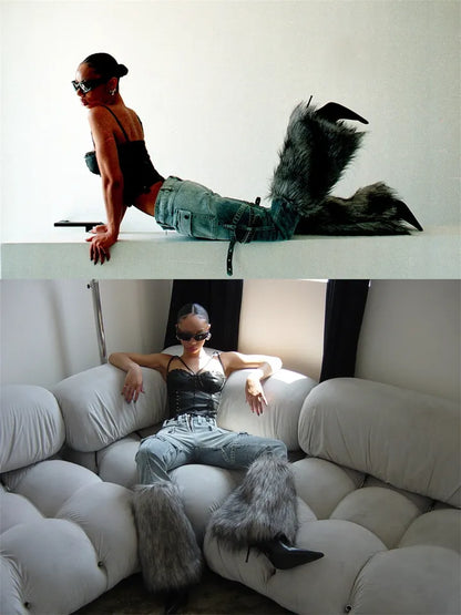 FLAIR FAUX FUR DENIM JEANS