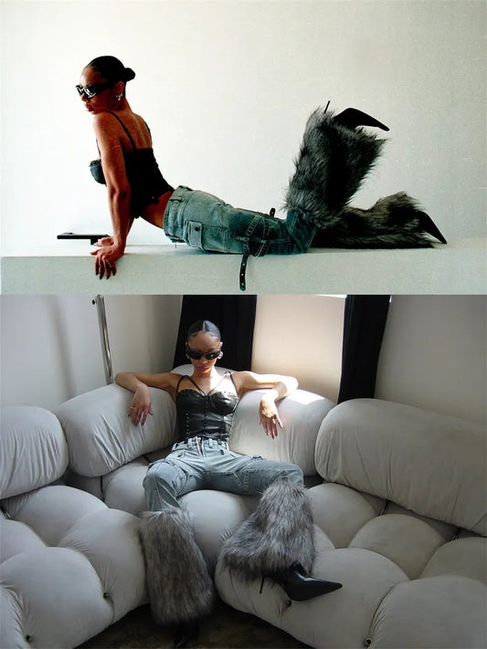 FLAIR FAUX FUR DENIM JEANS