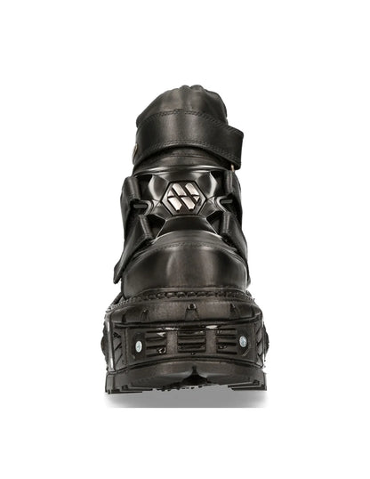 BLACK BUTIN LEATHER SNEAKERS - ADJUSTABLE STRAPS