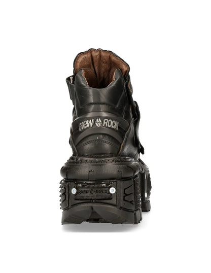 BLACK BUTIN LEATHER SNEAKERS - ADJUSTABLE STRAPS