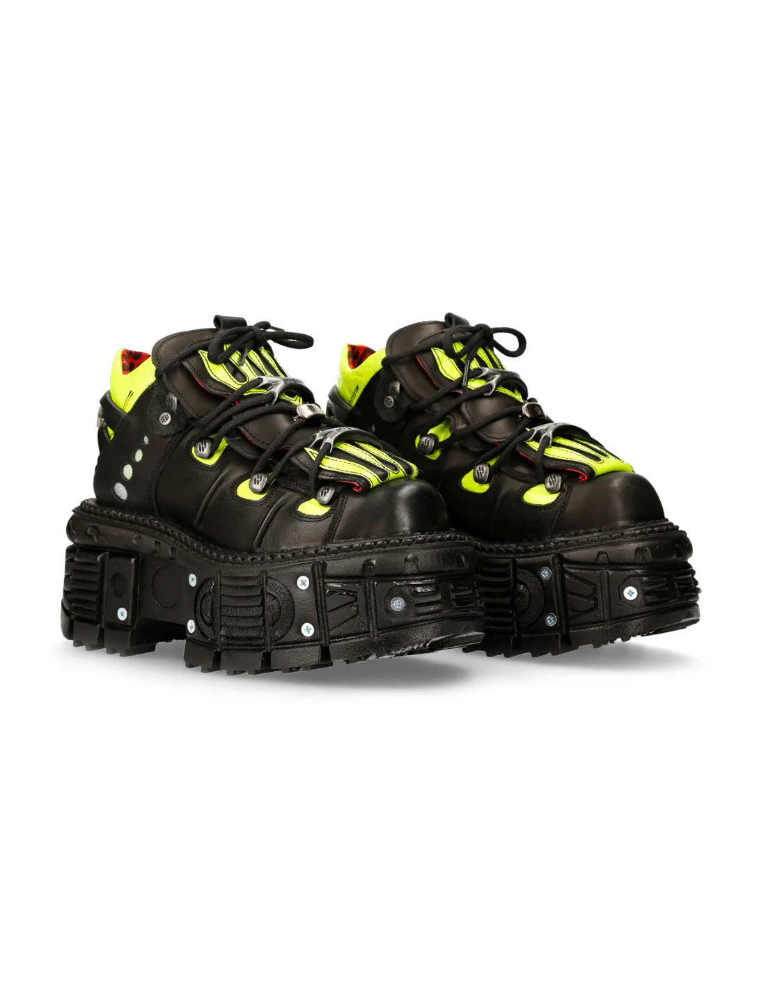 BLACK & YELLOW BUTIN LEATHER SNEAKERS