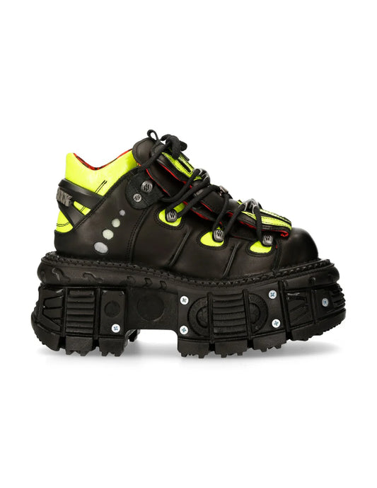 BLACK & YELLOW BUTIN LEATHER SNEAKERS