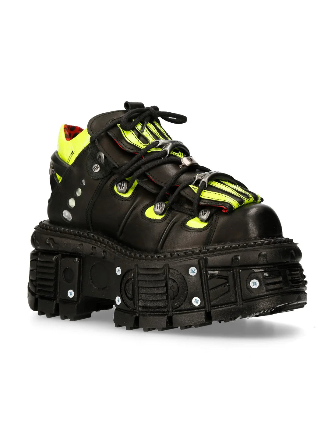 BLACK & YELLOW BUTIN LEATHER SNEAKERS