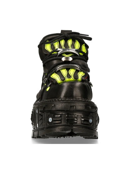 BLACK & YELLOW BUTIN LEATHER SNEAKERS