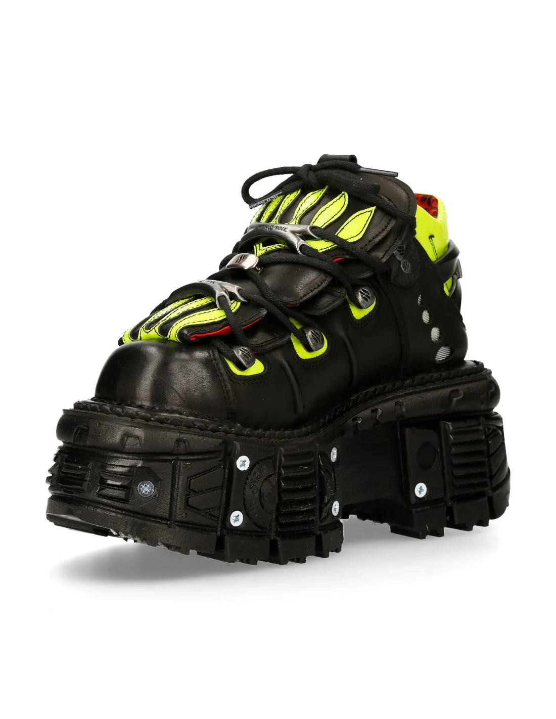BLACK & YELLOW BUTIN LEATHER SNEAKERS