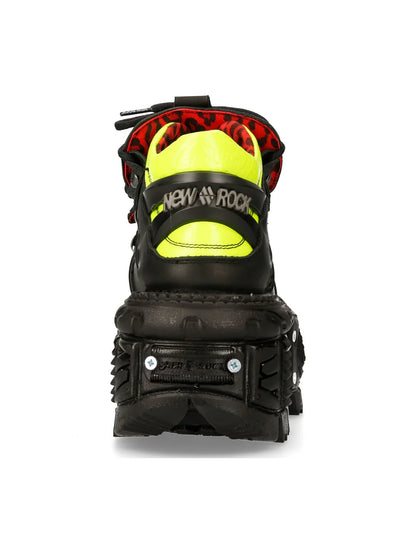 BLACK & YELLOW BUTIN LEATHER SNEAKERS