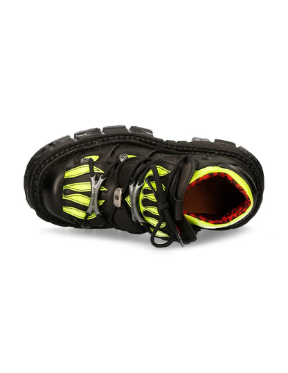 BLACK & YELLOW BUTIN LEATHER SNEAKERS