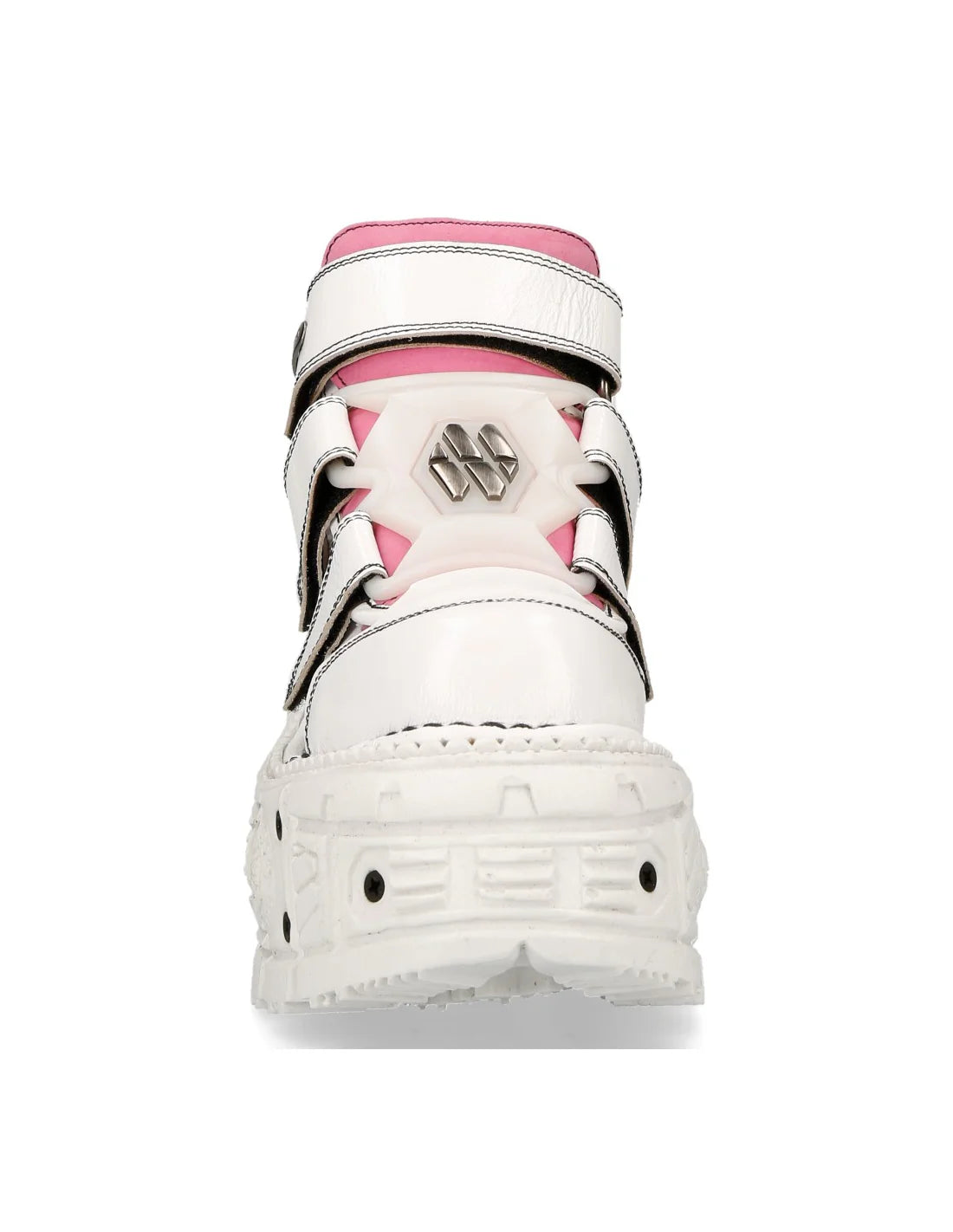 PINK & WHITE BUTIN LEATHER SNEAKERS - ADJUSTABLE STRAPS