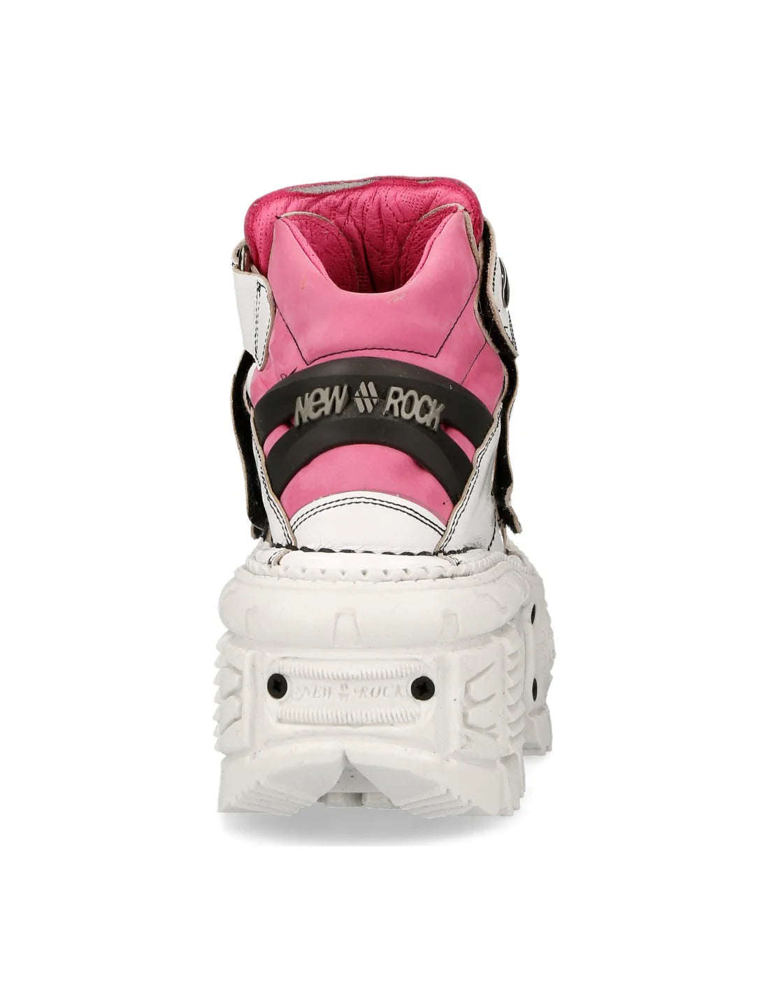 PINK & WHITE BUTIN LEATHER SNEAKERS - ADJUSTABLE STRAPS