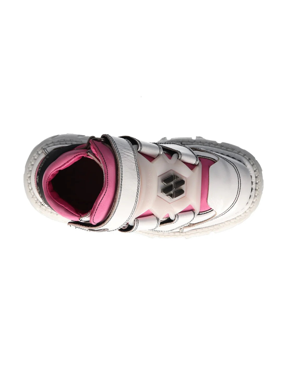 PINK & WHITE BUTIN LEATHER SNEAKERS - ADJUSTABLE STRAPS
