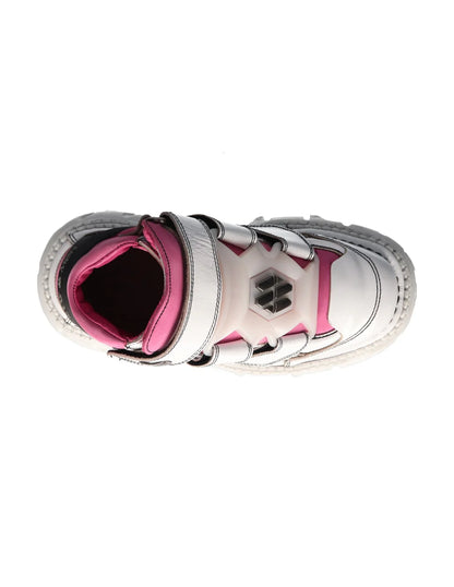 PINK & WHITE BUTIN LEATHER SNEAKERS - ADJUSTABLE STRAPS
