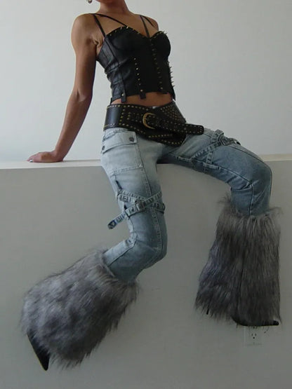 FLAIR FAUX FUR DENIM JEANS