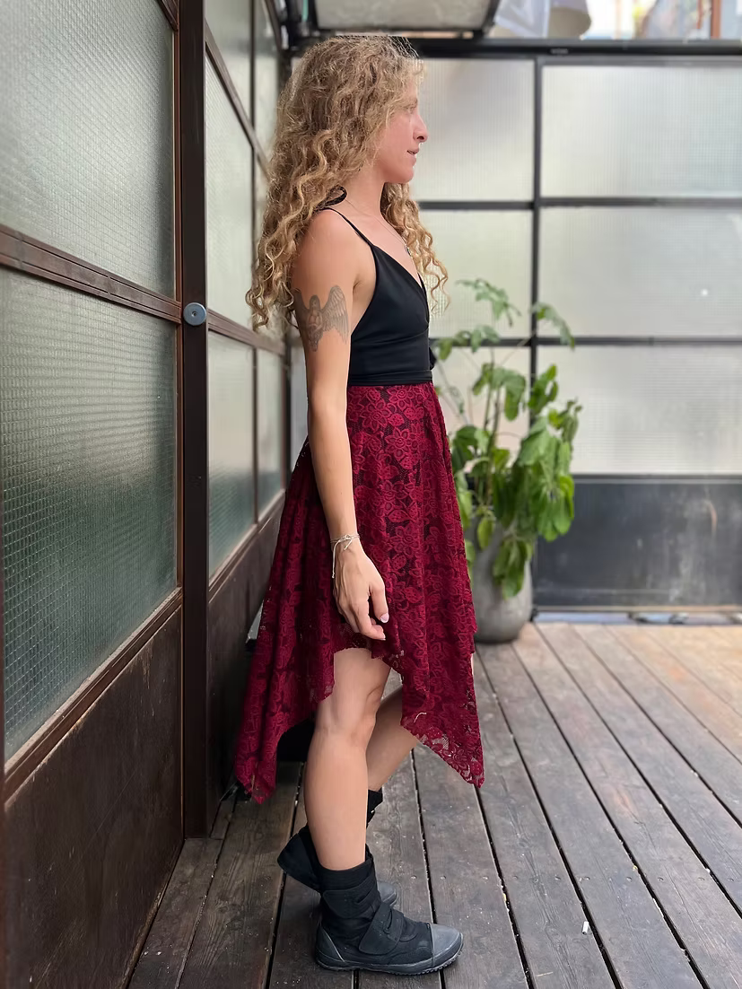 SOL Floral Lace Dress – Burgundy