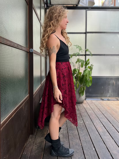 SOL Floral Lace Dress – Burgundy