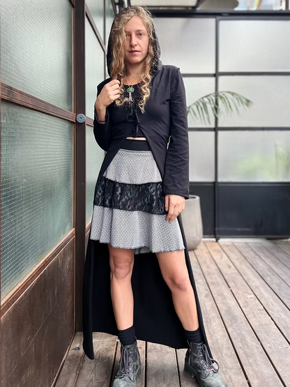 DARK DREAM Black Cotton Extra Long Hood Duster