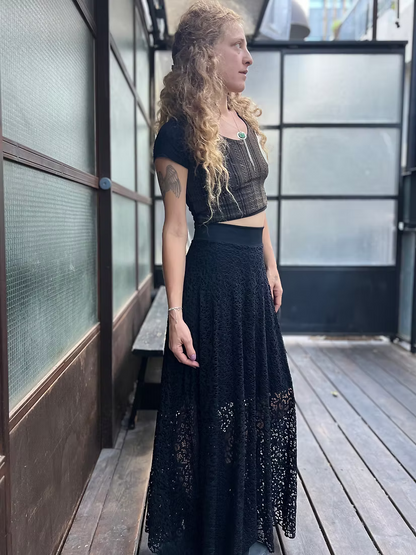VIKA Skirt Black Cut Lace Elegance