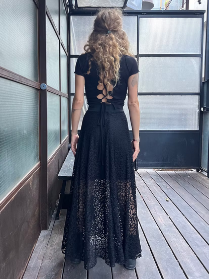 VIKA Skirt Black Cut Lace Elegance