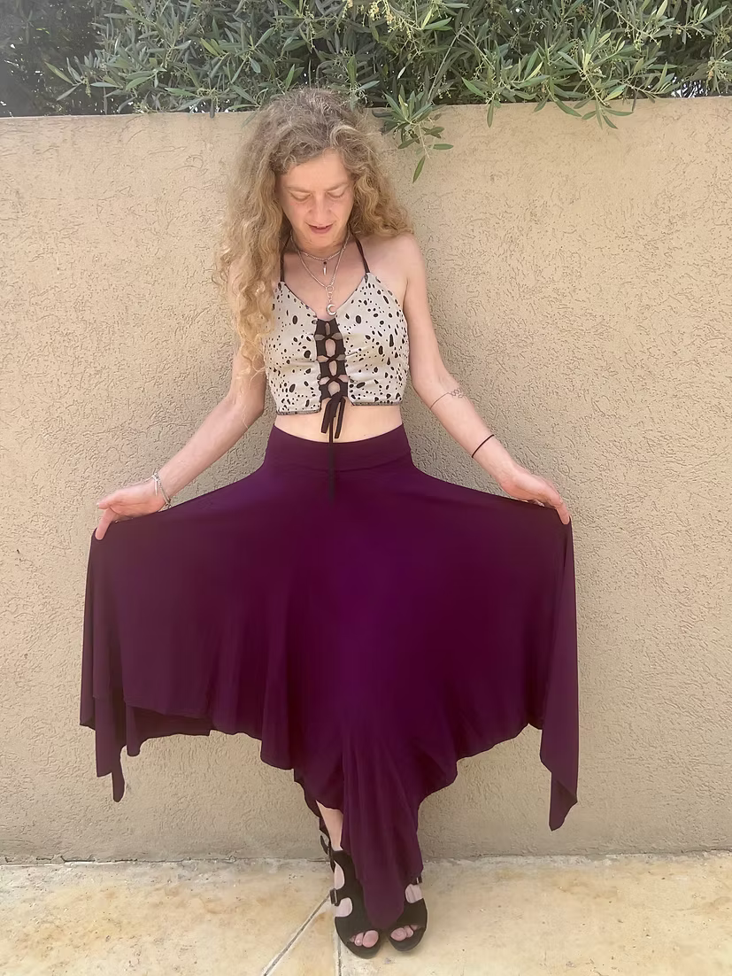 FAIRY Long Skirt – Deep Aubergine Flow