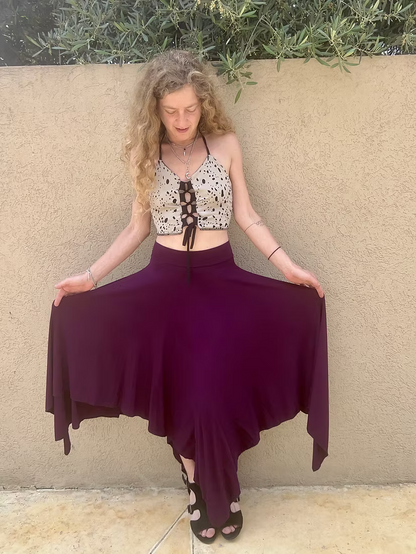 FAIRY Long Skirt – Deep Aubergine Flow