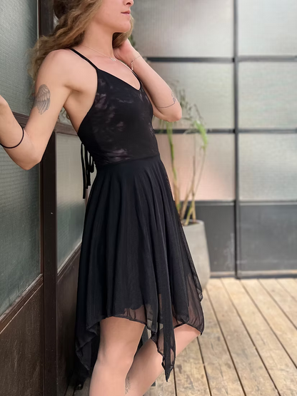 Fairy Black Tie-Dye Chiffon Dress