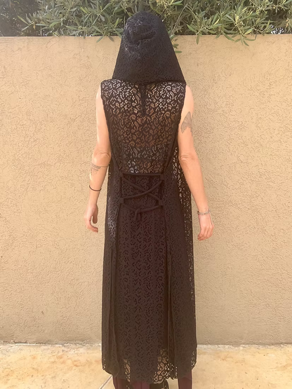 MAGIC Black Lace Wrap Hood Duster