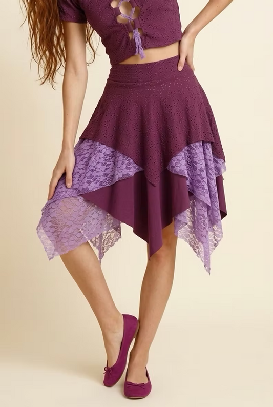 MYSTIC FLAME Lace Skirt – Purple