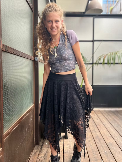 DREAM Skirt – Black Leaf Lace