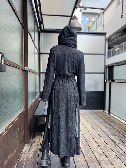 MAGIC Black Knit Extra Long Hood Duster
