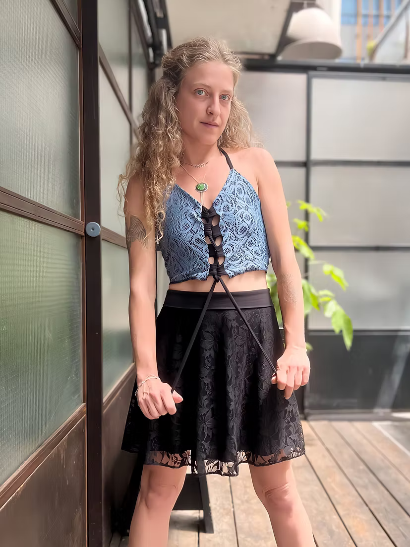 COSMOS Reversible Lace Top – Blue