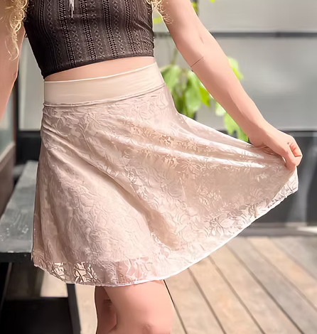 POLLY Skirt – Beige Leaf Lace