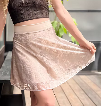 POLLY Skirt – Beige Leaf Lace