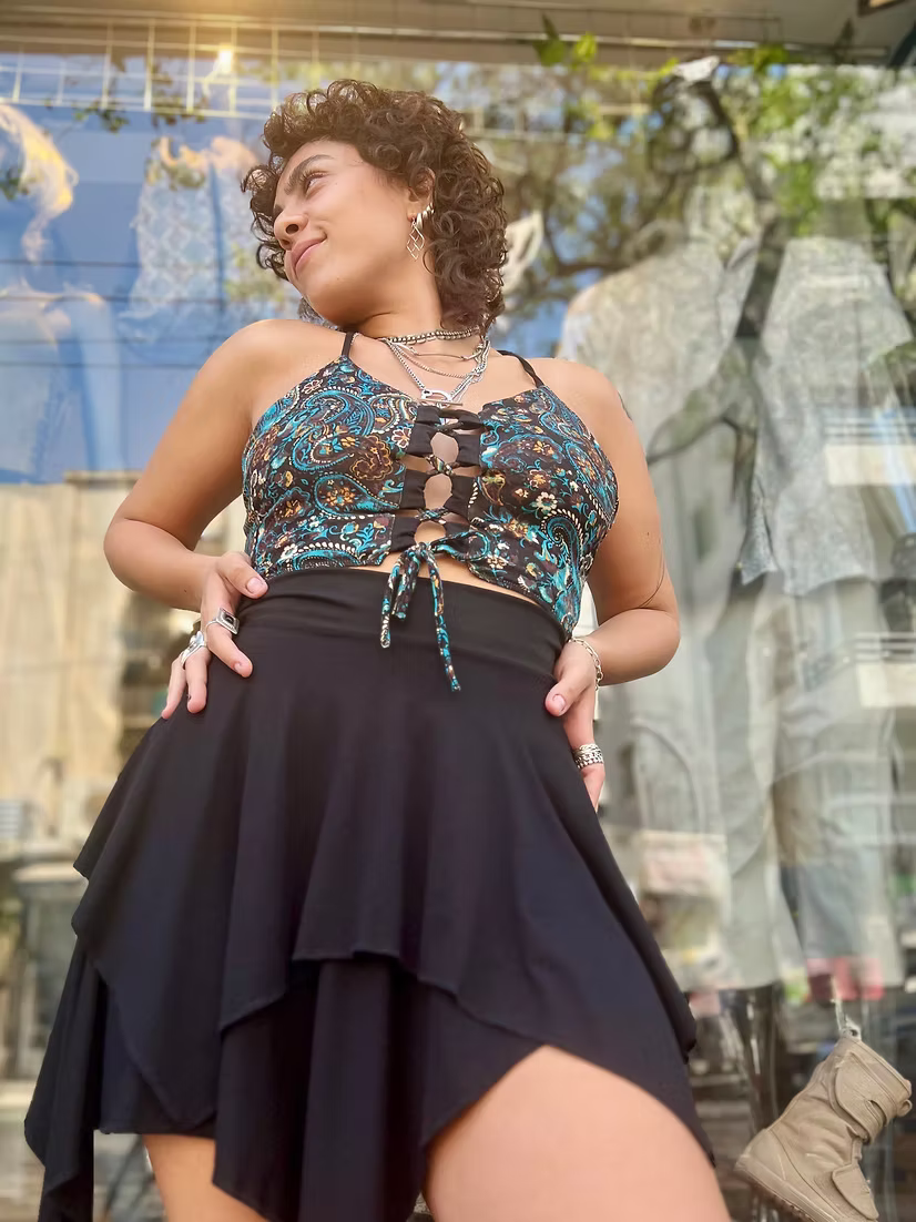 COSMOS Reversible Lace Top – Tribe Blue