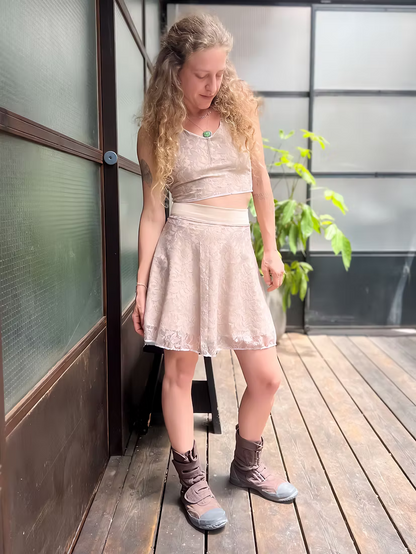 FAIRY Reversible Top – Beige Leaf Lace