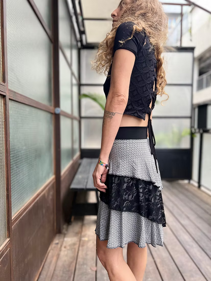 MAGICAL GREY DOTS SKIRT