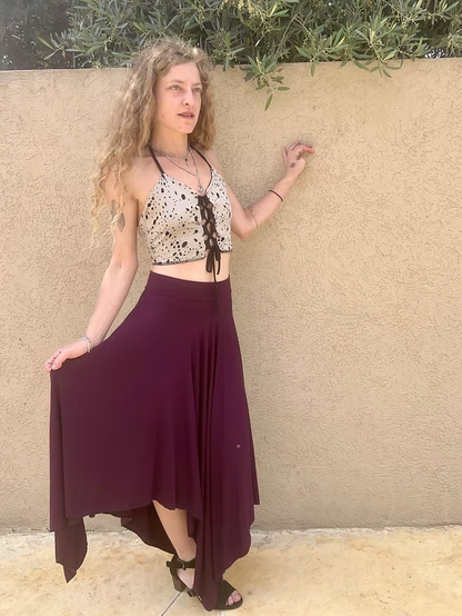 FAIRY Long Skirt – Deep Aubergine Flow