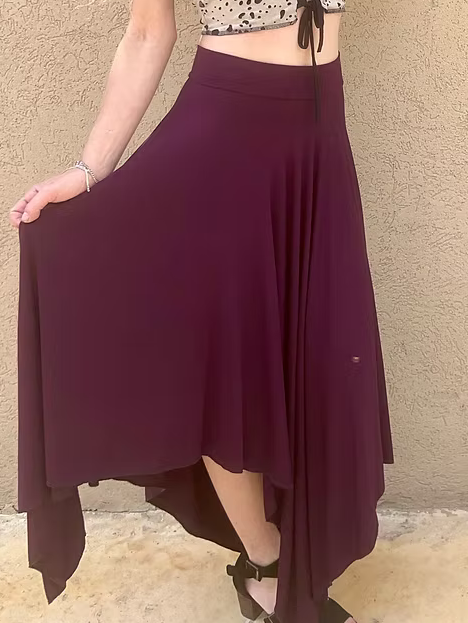 FAIRY Long Skirt – Deep Aubergine Flow
