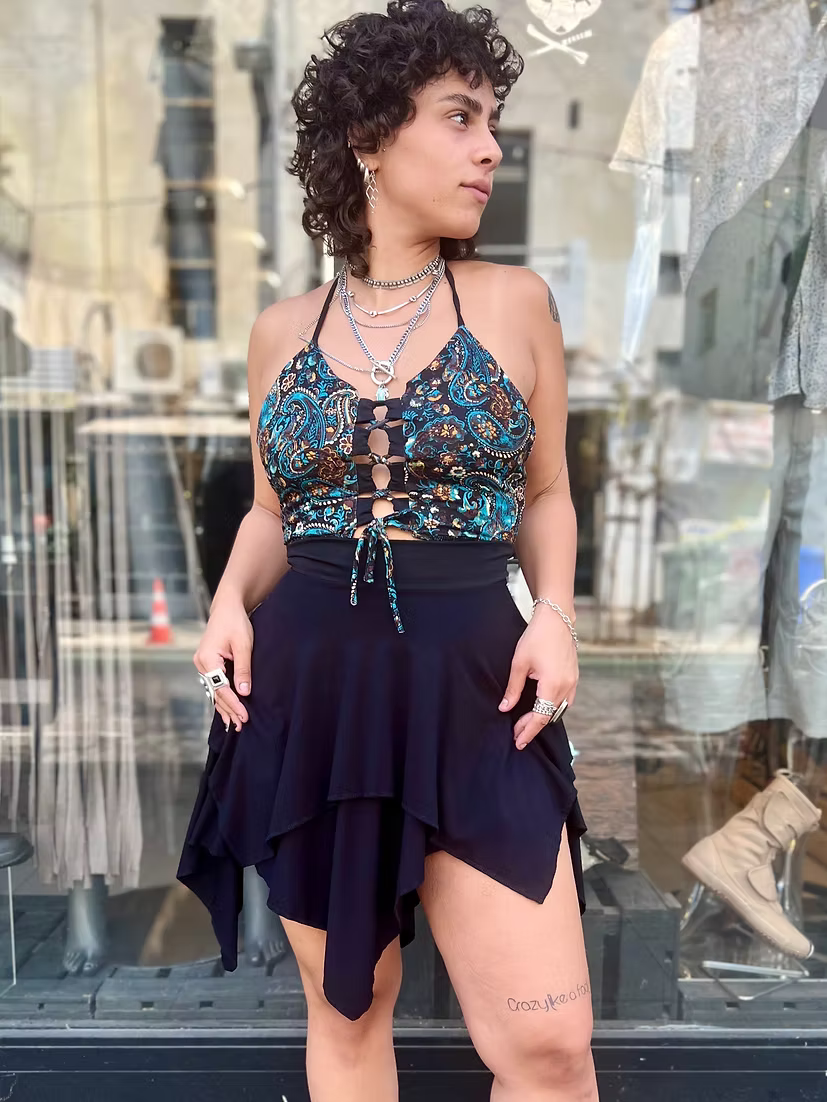 COSMOS Reversible Lace Top – Tribe Blue