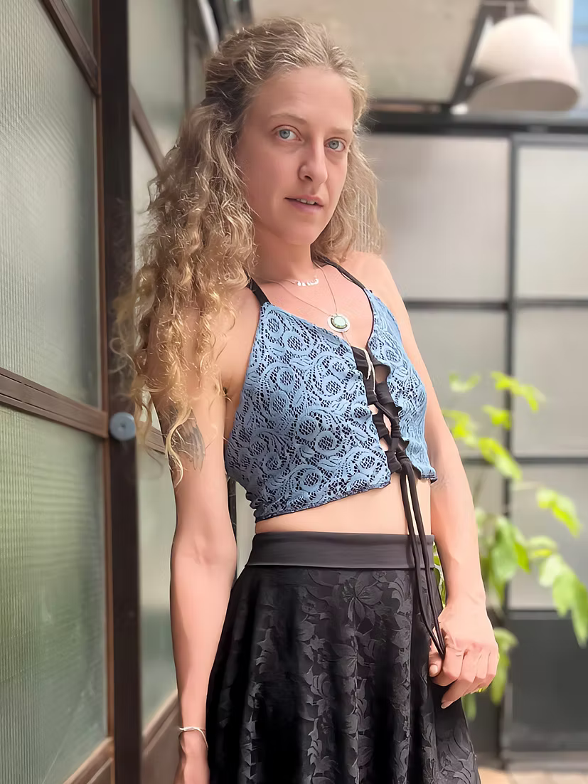 COSMOS Reversible Lace Top – Blue