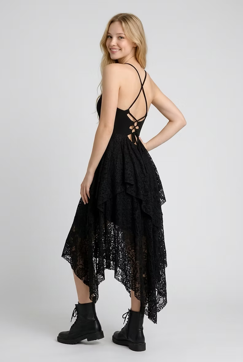 MYSTIC Rose Dress – Black Rose Lace
